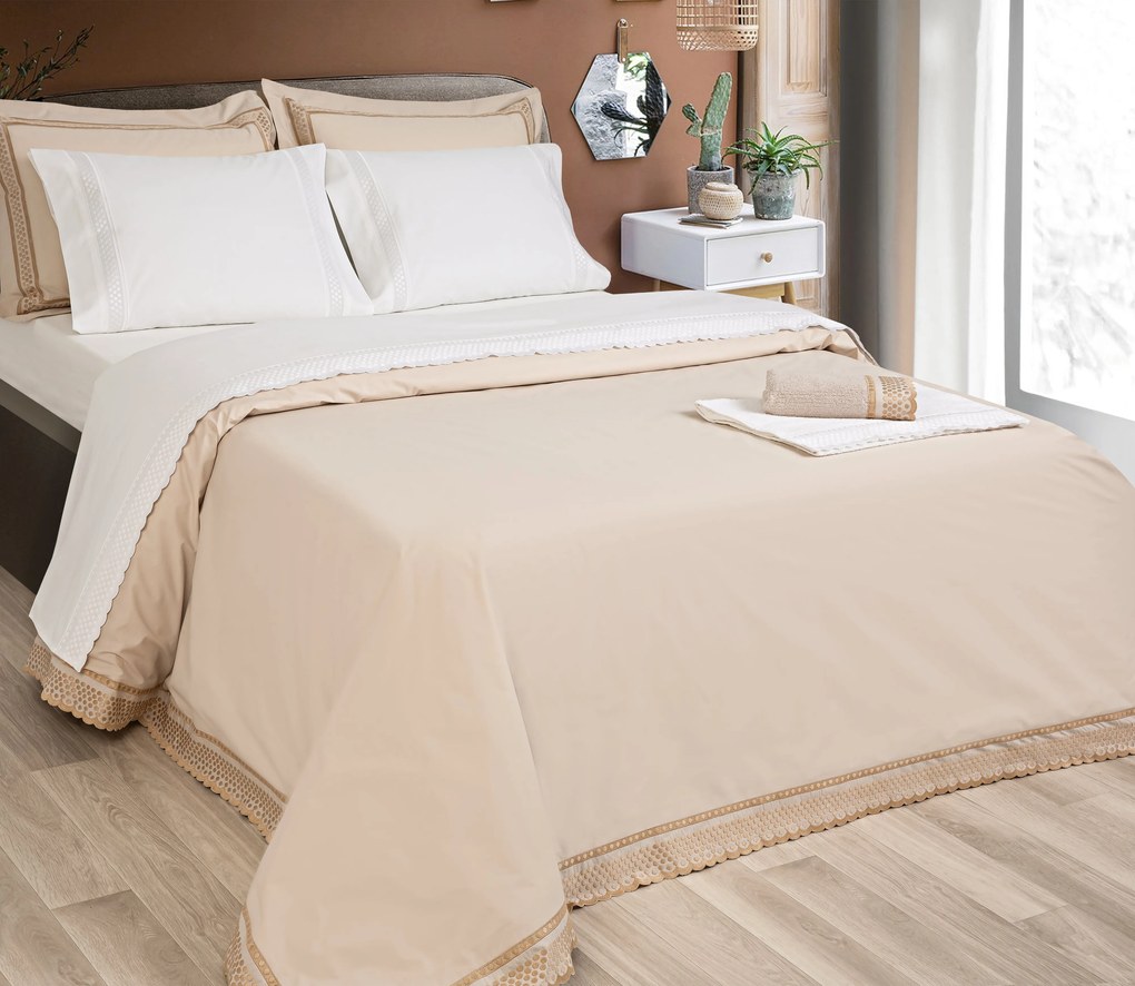 Branco / Branco - Jogo de lençóis C/ bordado 100% algodão percal 200 fios cor branco C/ branco: 1 lençol de baixo ajustavel 90x200+30 cm + 1 lençol de cima 180x290 cm + 1 fronha 50x70 cm fecha com pala interna