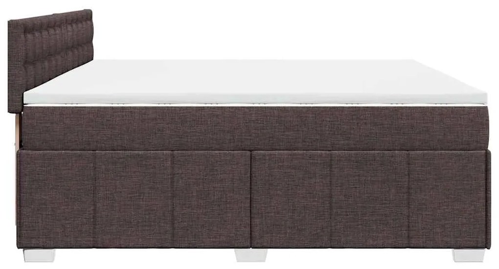 Cama com molas/colchão 200x200 cm tecido castanho-escuro