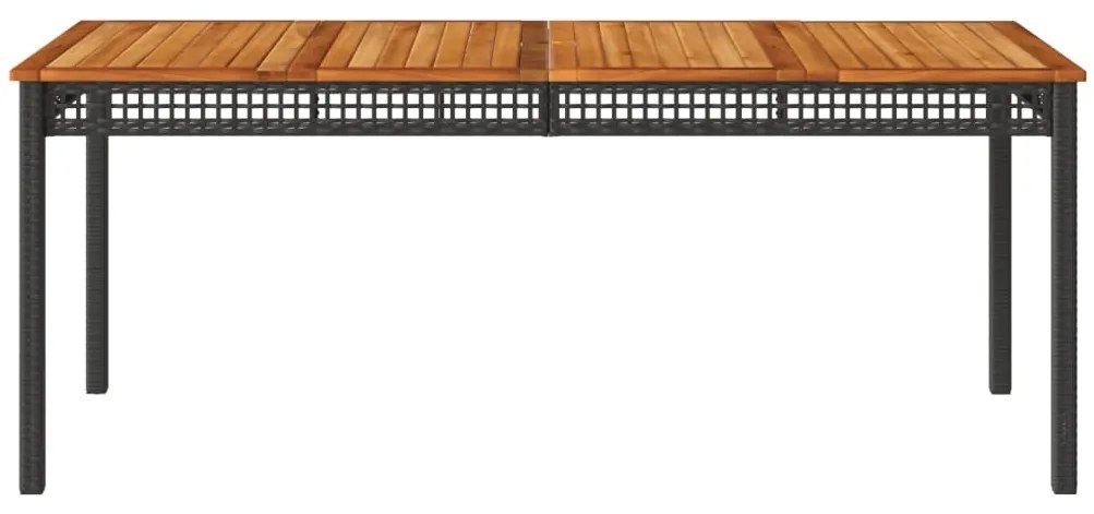 Mesa de jardim 180x90x75 cm vime PE e madeira de acácia preto