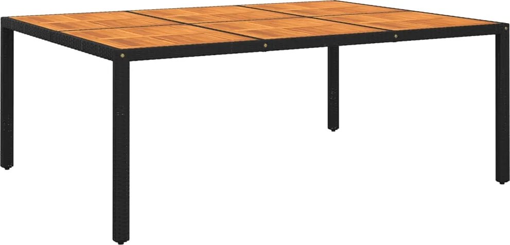 vidaXL Mesa de jardim 200x150x75 cm madeira de acácia e vime PE preto