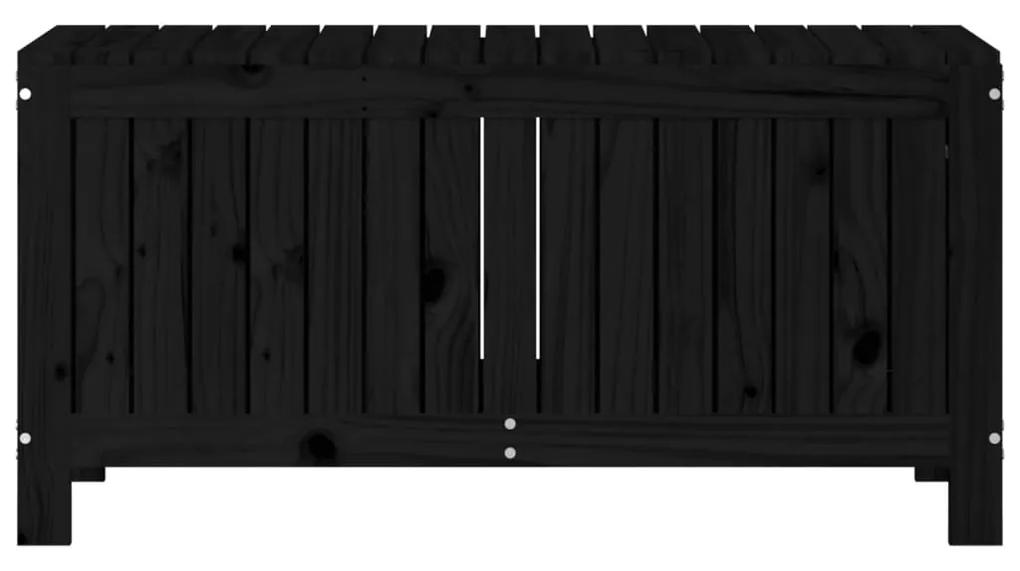 Caixa de arrumação jardim 108x42,5x54 cm pinho maciço preto