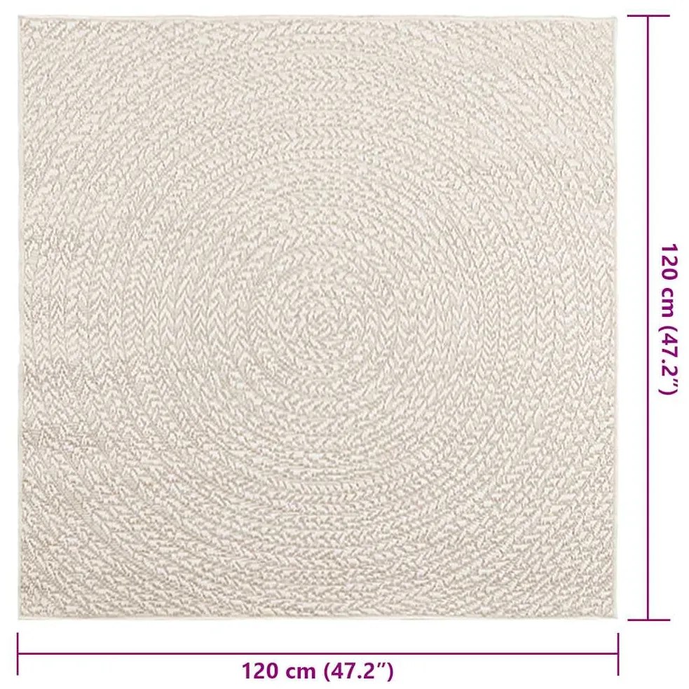 Tapete ZIZUR creme 120x120cm aspeto de juta interior e exterior