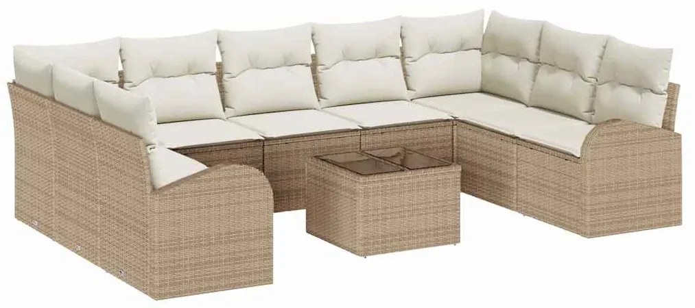 Conjunto de Sofá de Jardim de 10 Peças com Almofadas de Rattan Sintéti