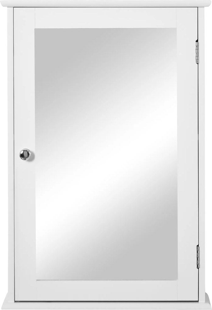 Armário de Casa de Banho com Espelho Armário com Espelho para Casa de Banho com 1 Prateleira Estilo Moderno 41x14x60 cm Branco