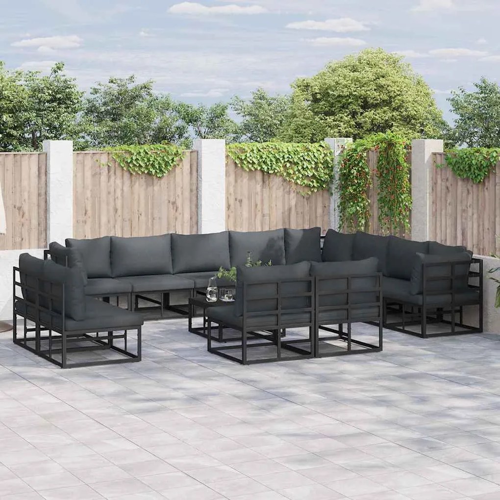 vidaXL Conjunto de Sofá de Jardim 12 pcs Preto 353 x 283 x 71 cm