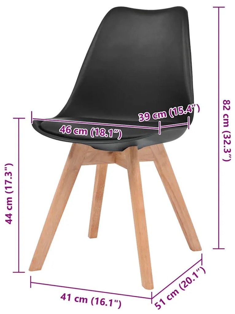 Cadeiras de jantar 4 pcs plástico preto