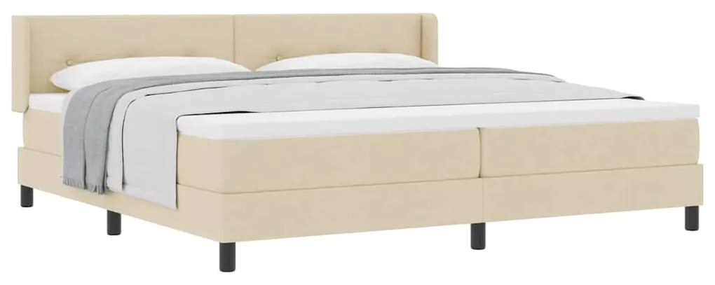 Cama Box com Colchão, Creme, 200x200 cm, Tecido