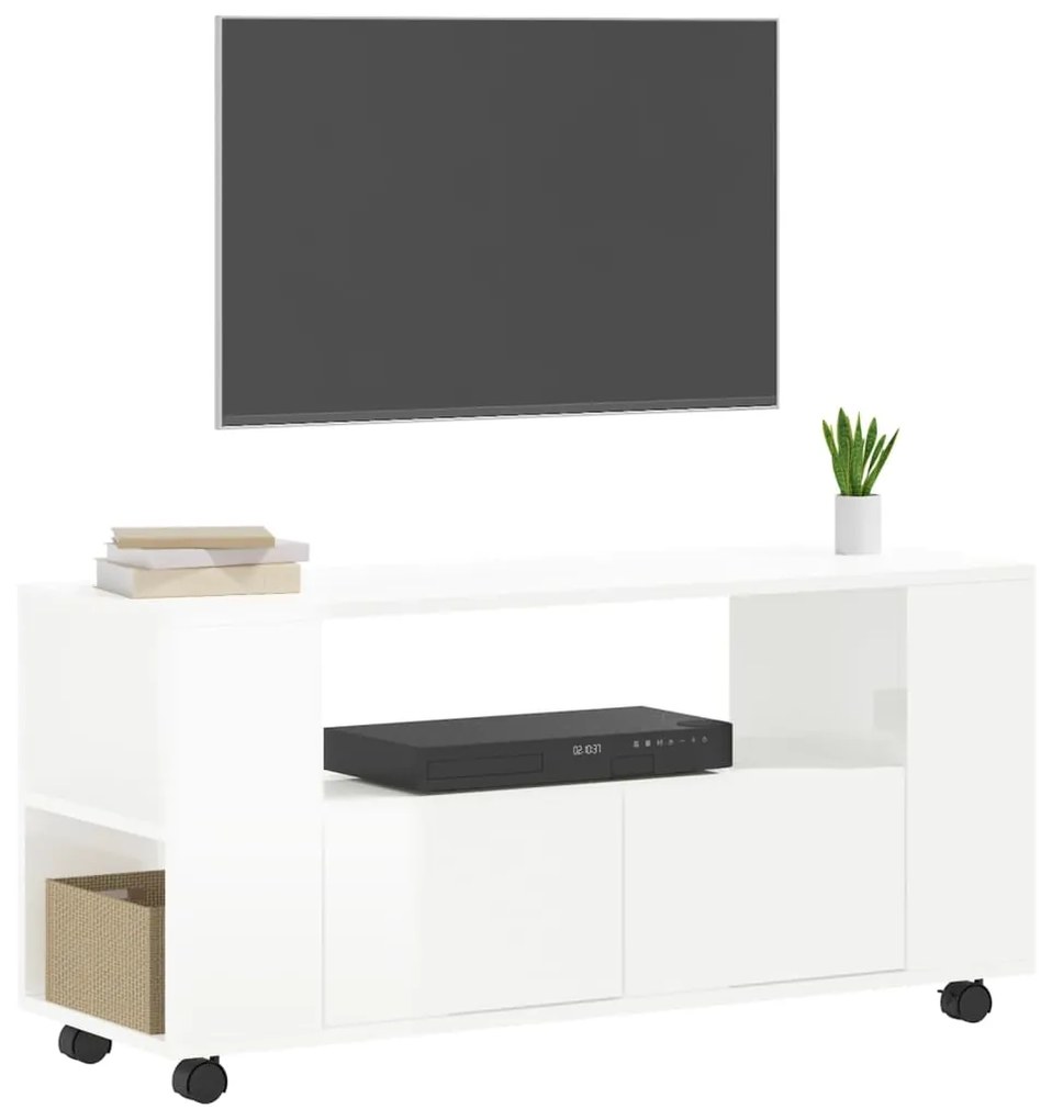 Móvel de TV 102x34,5x43 cm derivados madeira branco brilhante