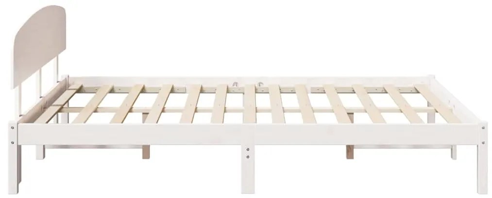 Estrutura de Cama com Cabeceira Branca 140x200 cm Madeira Sólida de Pi