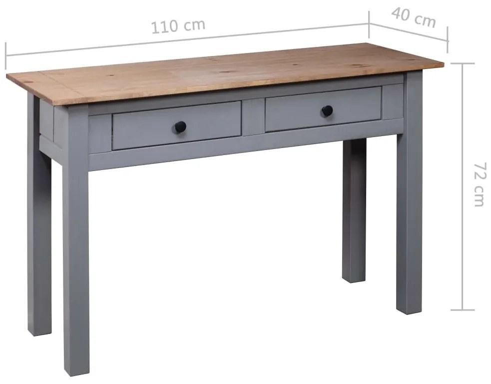 Mesa consola 110x40x72 cm pinho maciço Panama cinzento