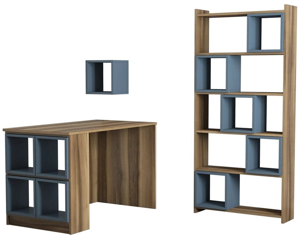 Secretária de Estudo e Estante Box – Nogueira – Secretária: 120x75x65