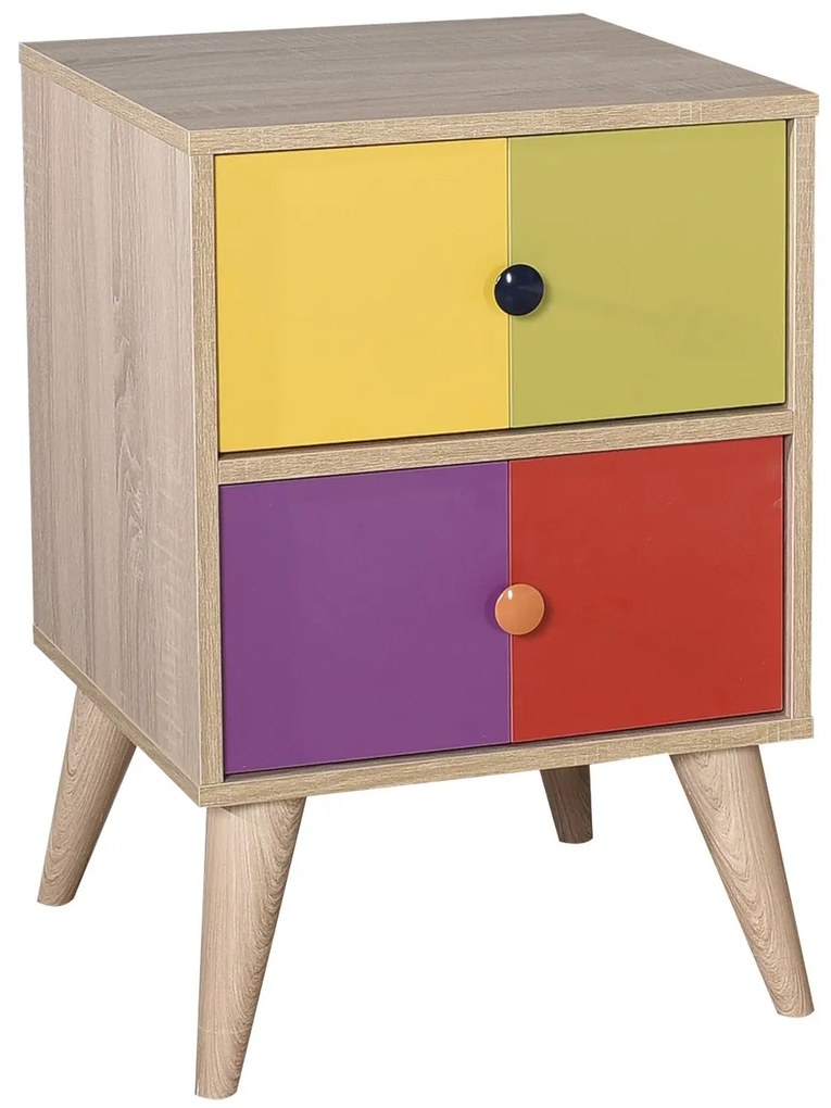 Mesa de Cabeceira "Arco-Íris" - Multicolor - 44x66x44cm - Design Moder