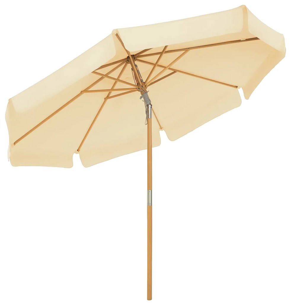 Guarda-chuva de jardim SONGMICS de 3 m, guarda-sol octogonal com proteção solar, poste e costelas de madeira, mecanismo de inclinação, base não incluída, para varanda, terraço, jardim ao ar livre, bege GPU32BE