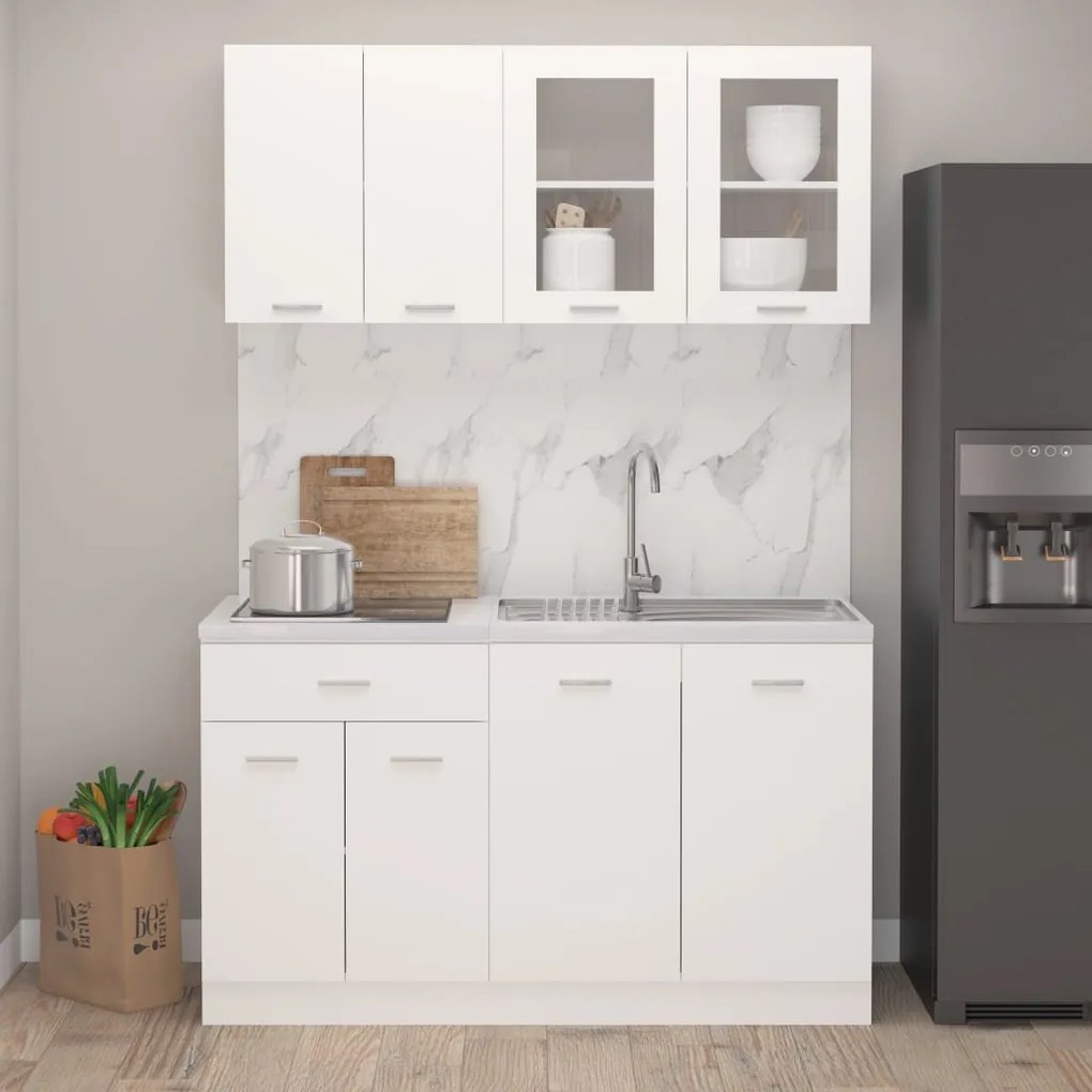 3067655 vidaXL 4 pcs conjunto armários de cozinha contraplacado branco