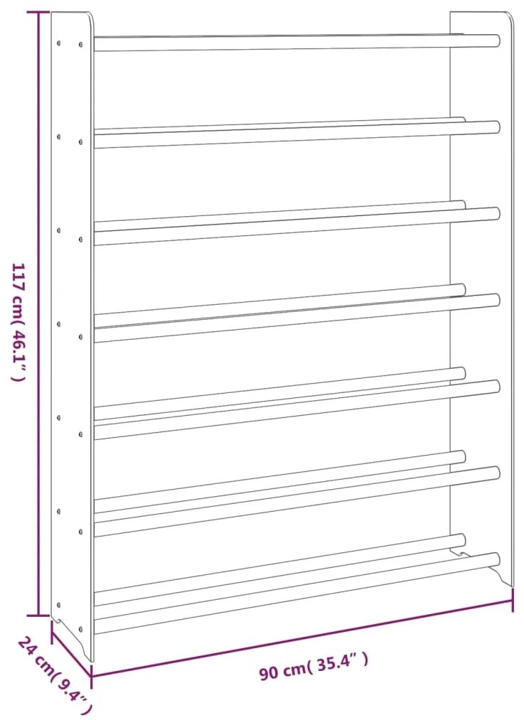 Sapateira 90x24x117 cm derivados de madeira cinzento