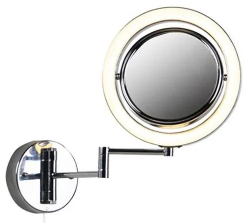 Interruptor de cabo de aço cromado espelho de parede redondo de maquiagem x2 - Vicino Moderno