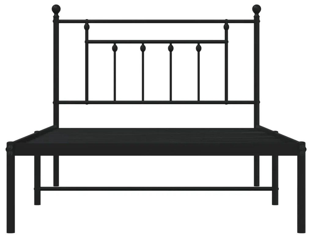 Estrutura de cama com cabeceira 107x203 cm metal preto