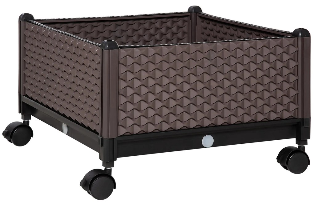 Floreira de Plástico com Rodas Floreira de Jardim com Orifícios de Dre