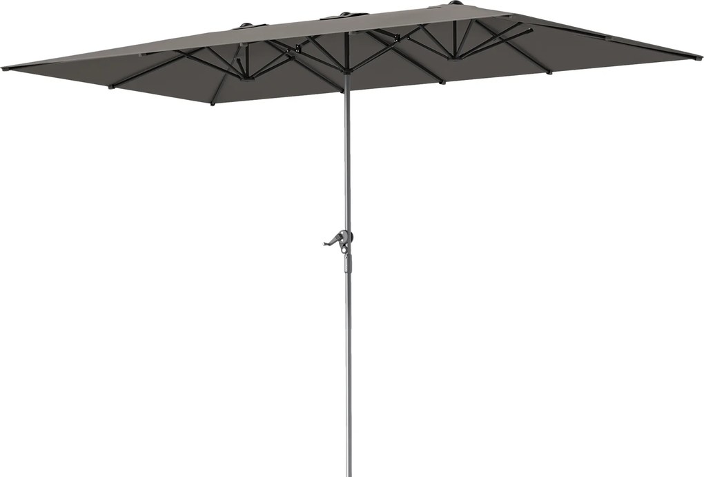 Outsunny Guarda-Sol Duplo 451x264 cm com Manivela Poliéster 200 g/m² Cinza Escuro | Aosom Portugal