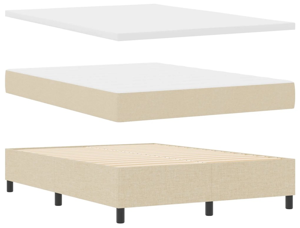 Cama Box Spring com Colchão Creme 140x200 cm Tecido