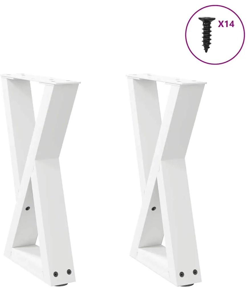 vidaXL Pés para mesa de centro 2 peças, branco, 28x(42-43,3) cm, aço