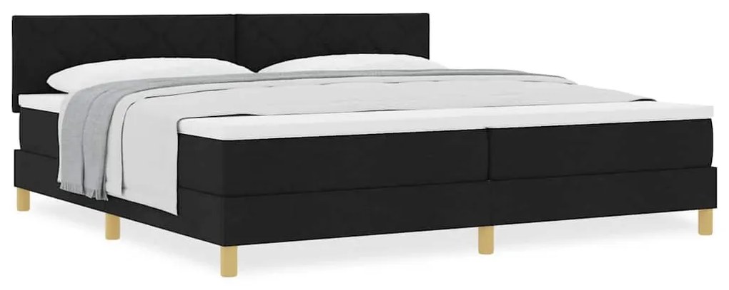 Cama Box Spring com Colchão Preta 200x200 cm Tecido