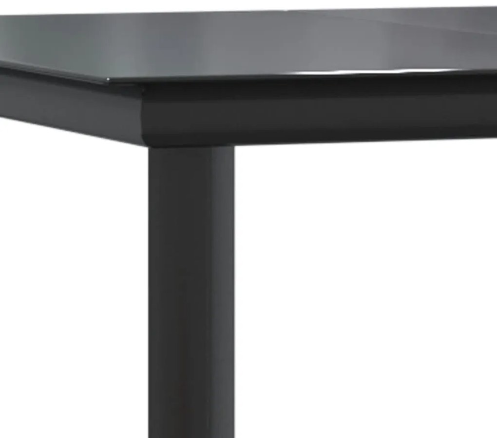9 pcs conjunto jantar jardim c/ almofadões vime PE preto/cinza