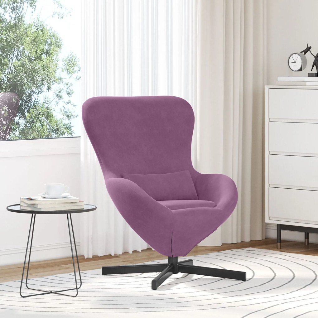 Cadeira Ovo vidaXL Veludo Roxo
