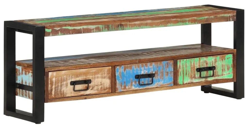 Móvel de TV 120x30x45 cm madeira recuperada maciça
