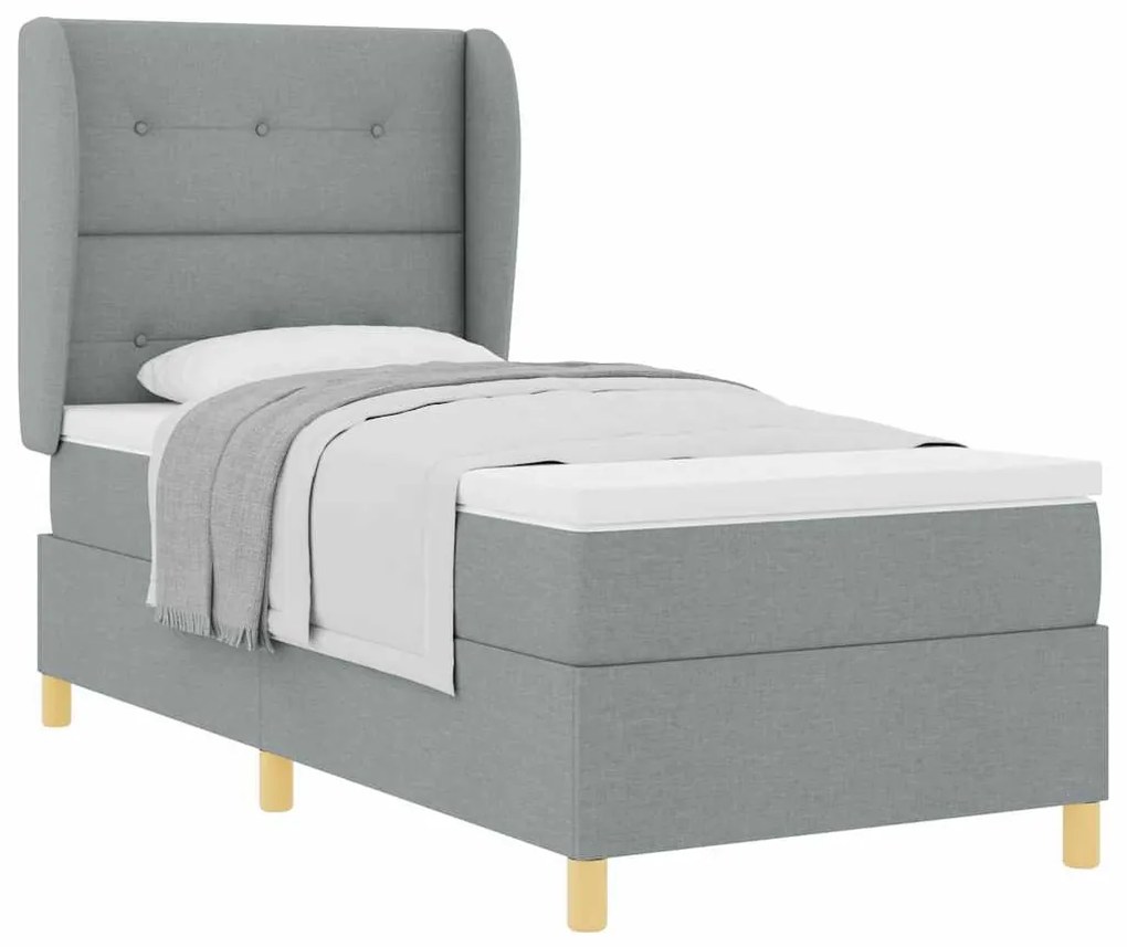 Cama Box Spring vidaXL com Colchão Cinza Claro 100x200 cm Tecido