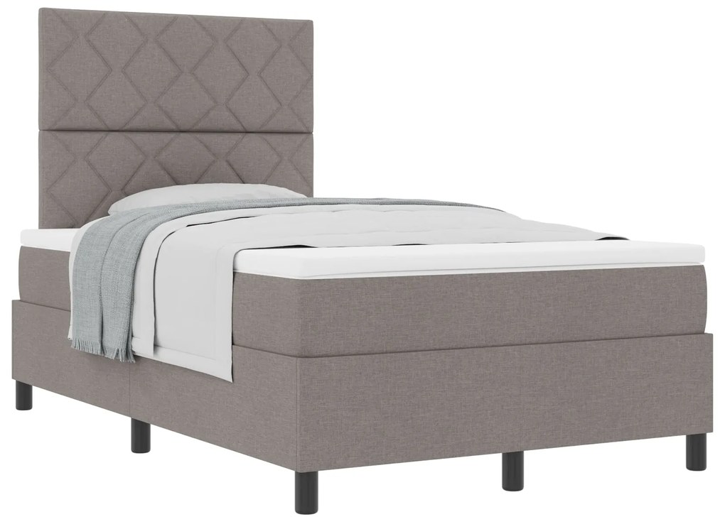 Cama com Box Spring com Colchão Taupe 120x200 cm Tecido