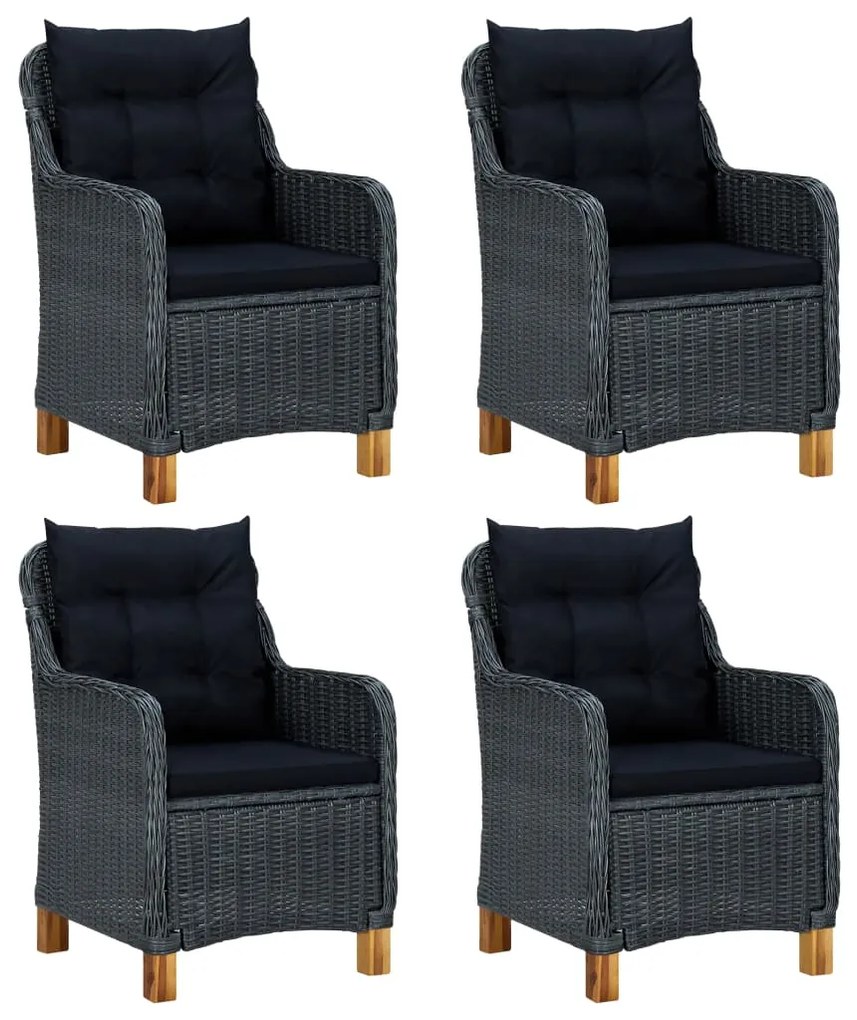 5 pcs conjunto de jantar para jardim cinzento-escuro