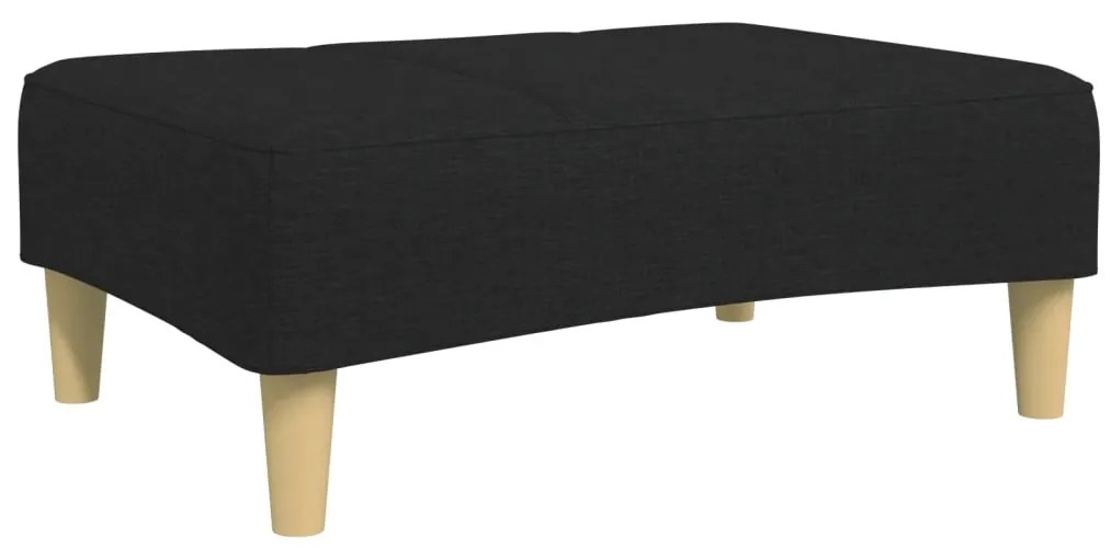 Sofá-cama de 2 lugares com apoio de pés tecido preto