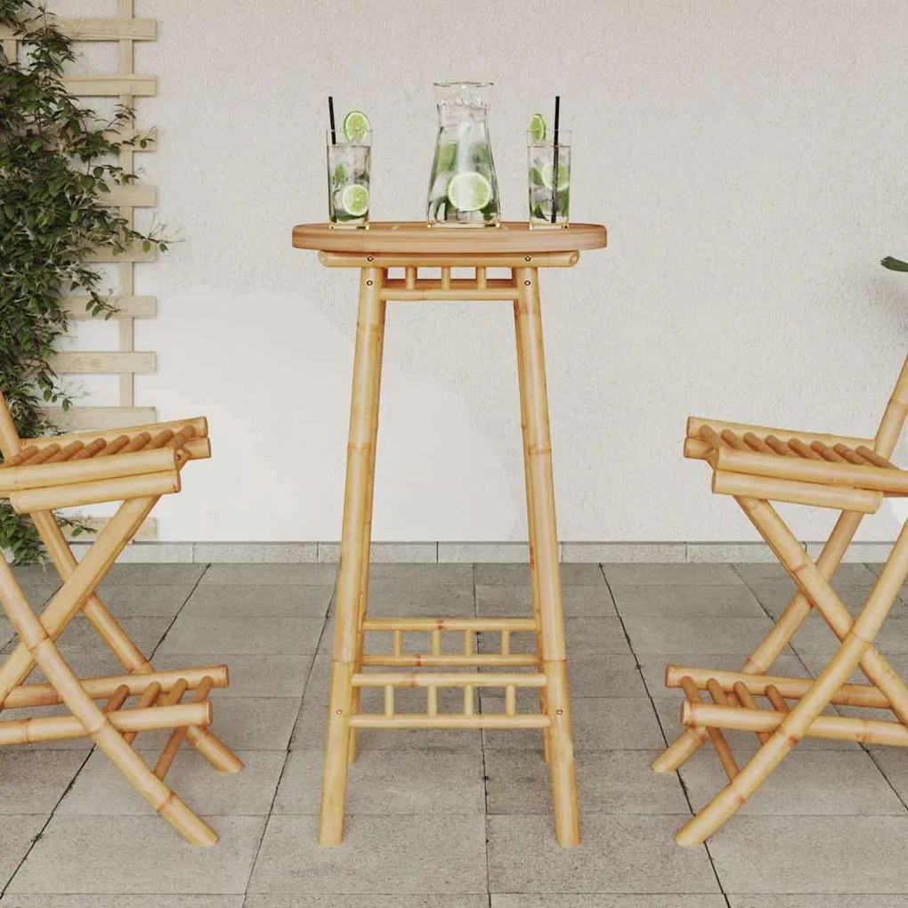 Mesa de bar para exterior redondo Ø55x100 cm bambu