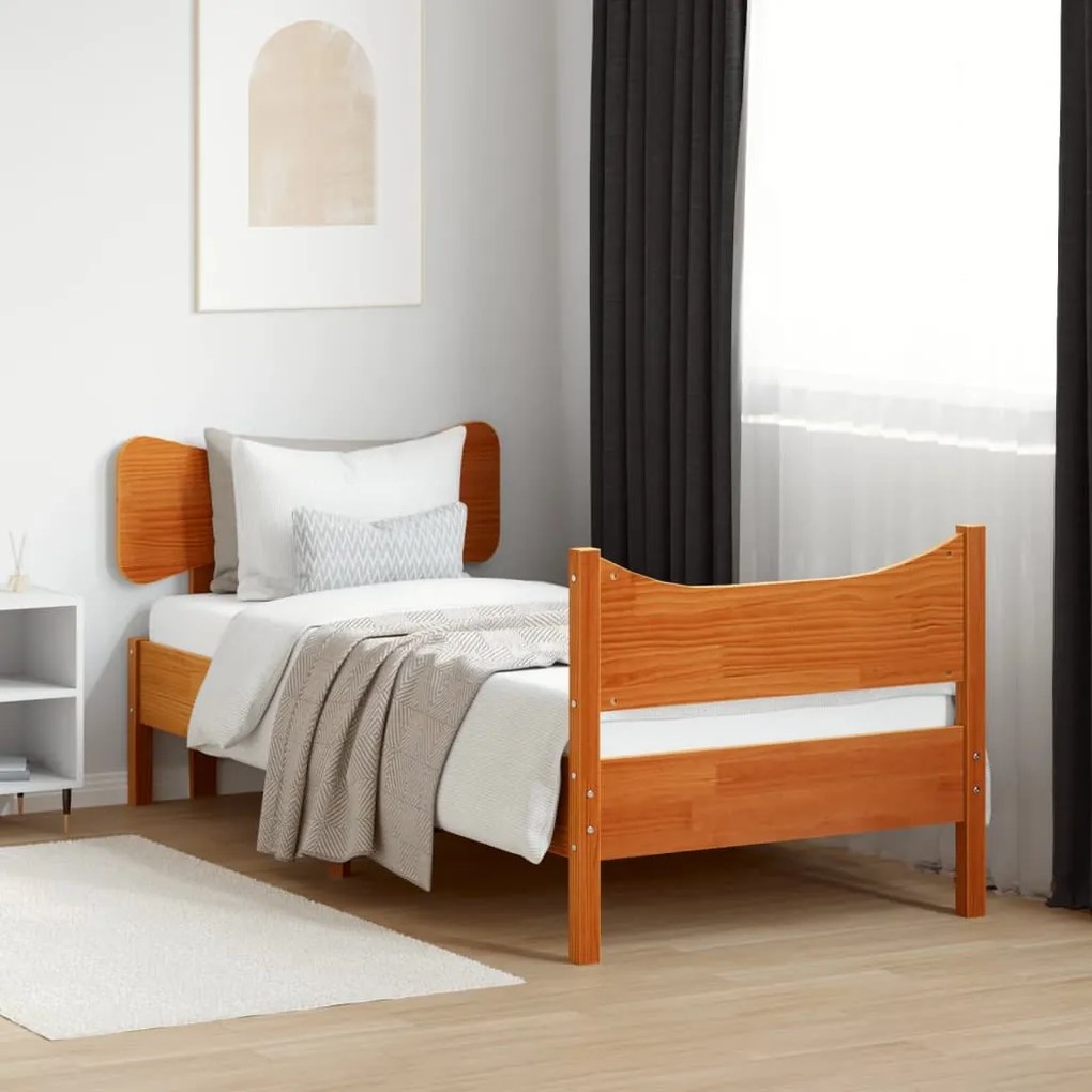 Cama sem colchão 90x200 cm pinho maciço castanho-mel