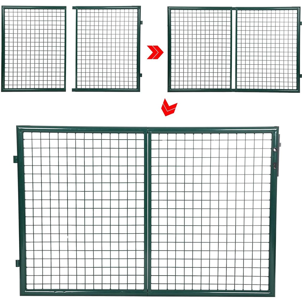 Portão Jardim duplo 310 x 6 x 150 cm aço galvanizado Verde