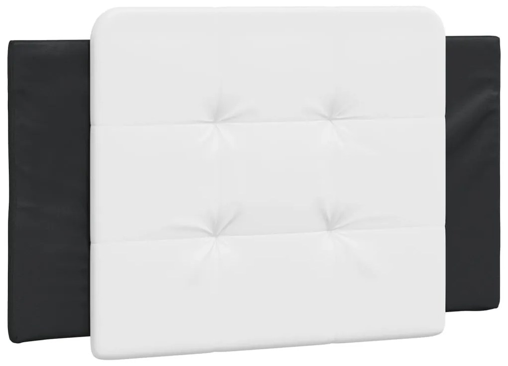 Cama com colchão 80x200 cm couro artificial preto e branco