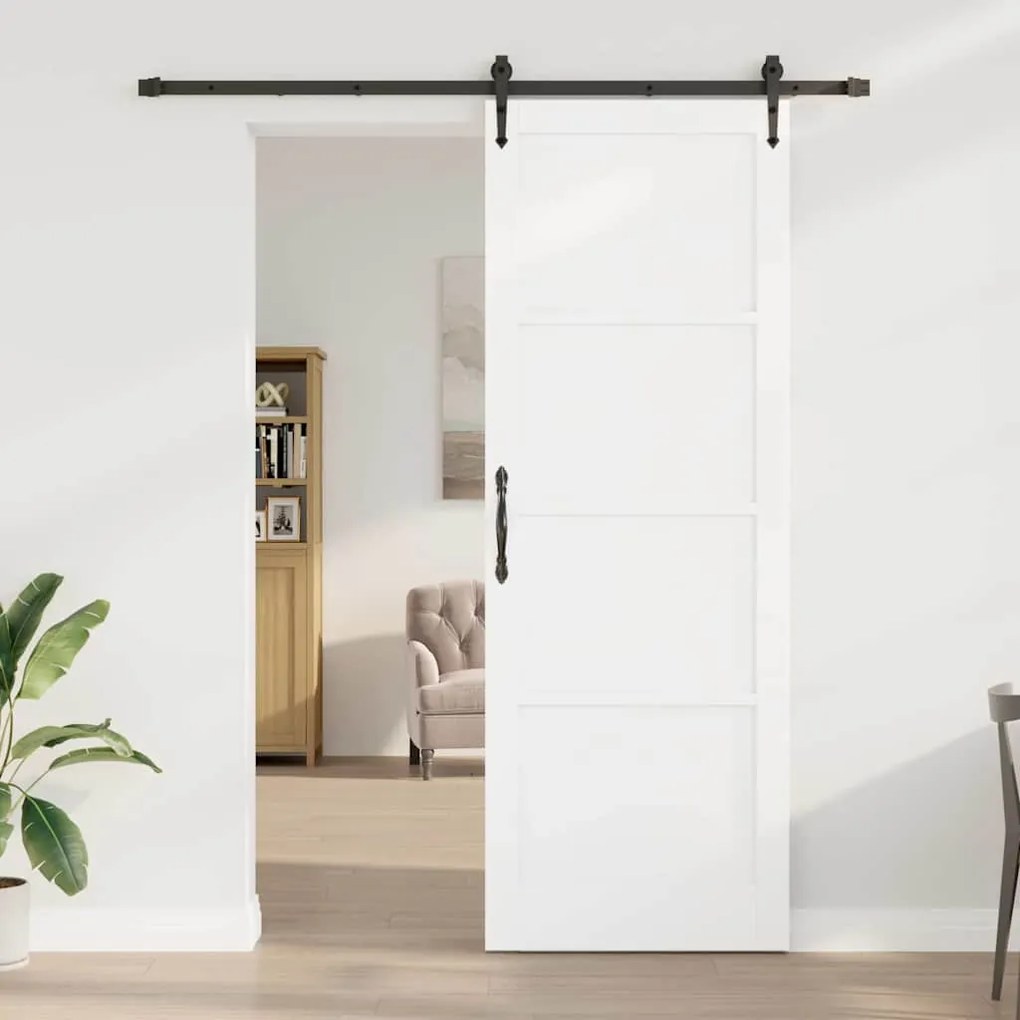 Porta Deslizante vidaXL com Conjunto de Ferragens Branca 83x232 cm Mad