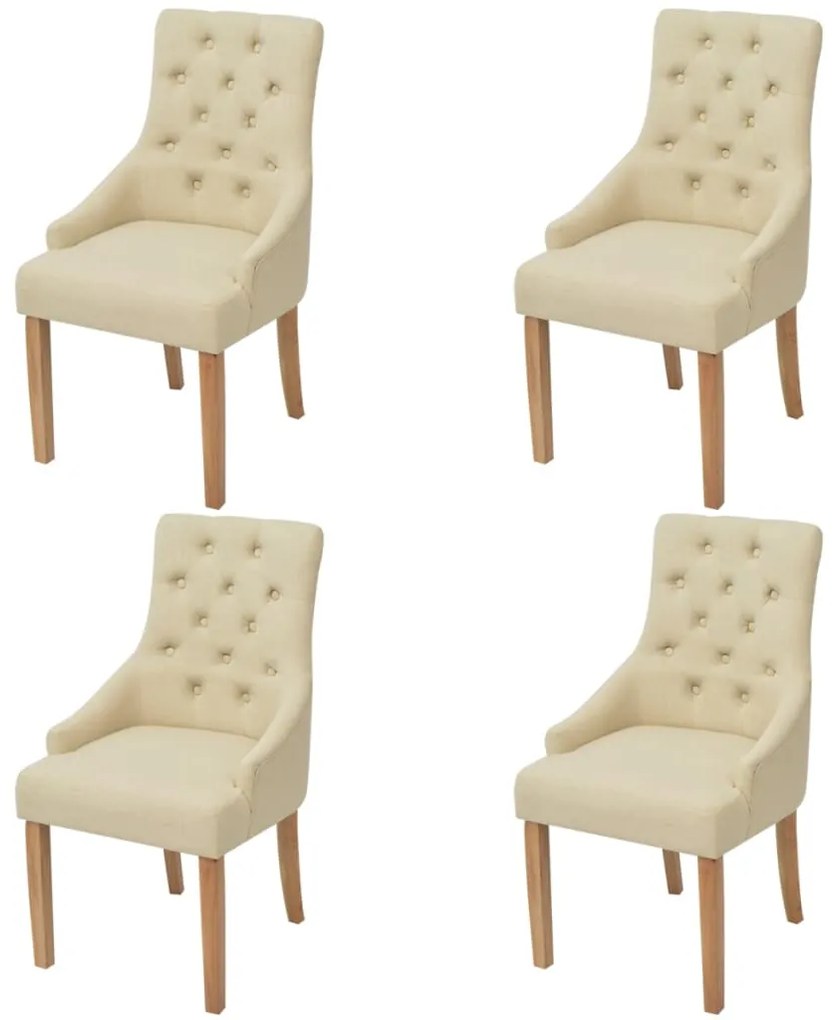 274425 vidaXL Cadeiras de jantar 4 pcs tecido creme