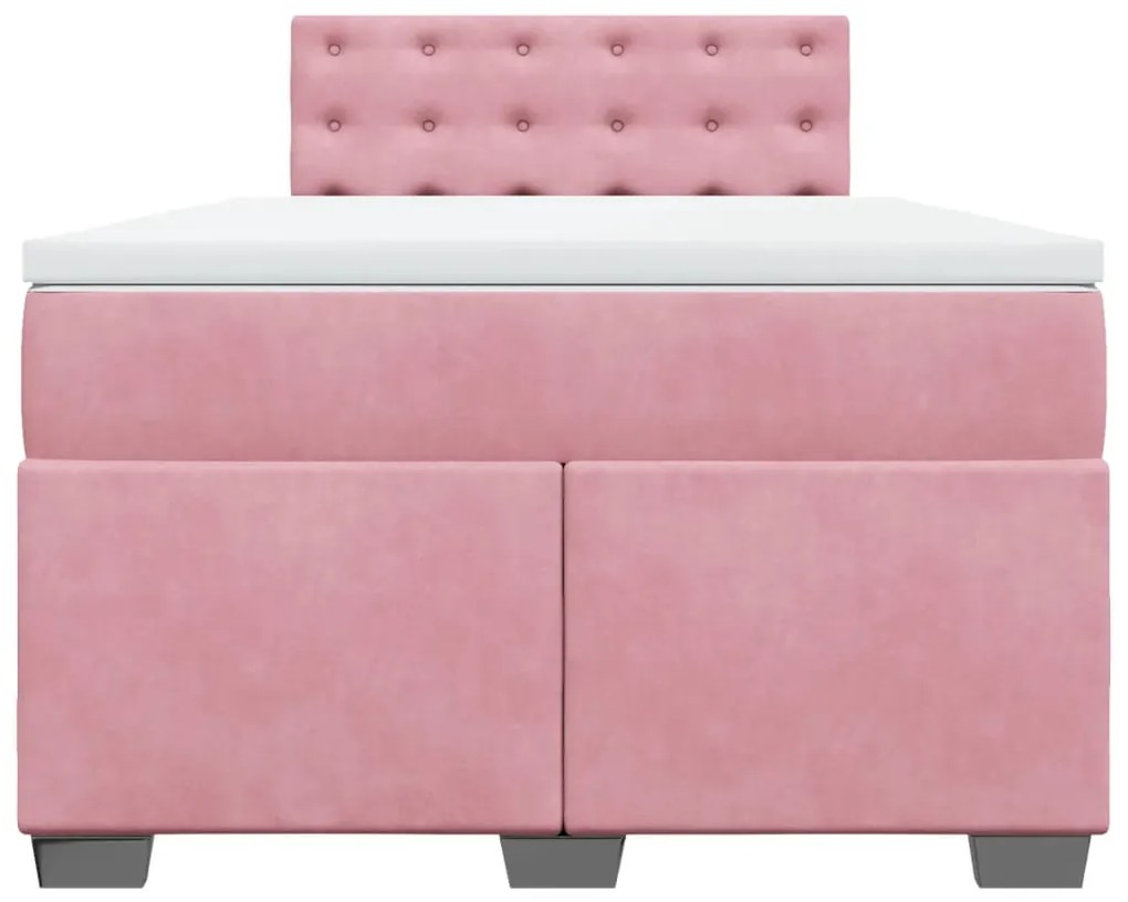 Cama boxspring com colchão 120x190 cm veludo rosa