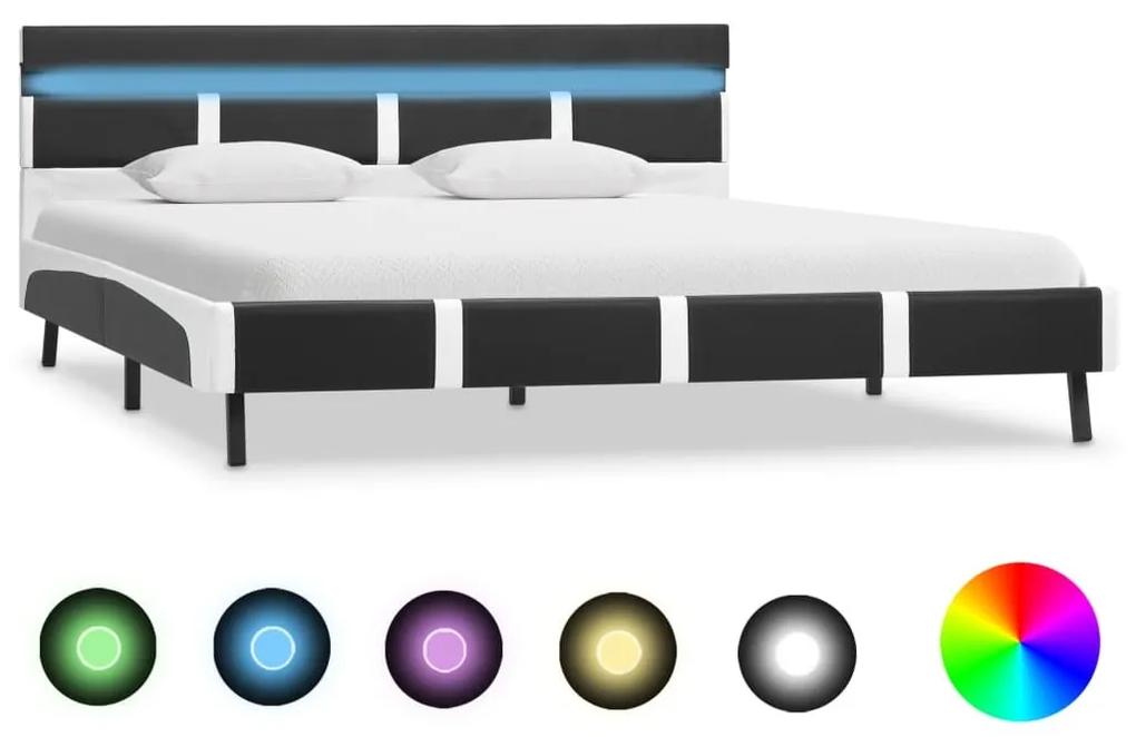 Estrutura de cama com LED 160x200 cm couro artificial cinzento