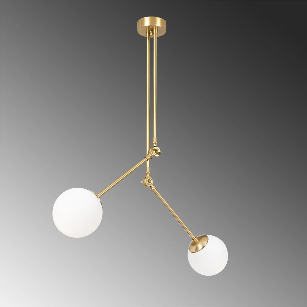 Candeeiro de Teto Cambaz – Dourado e Branco – 100 x 15 cm