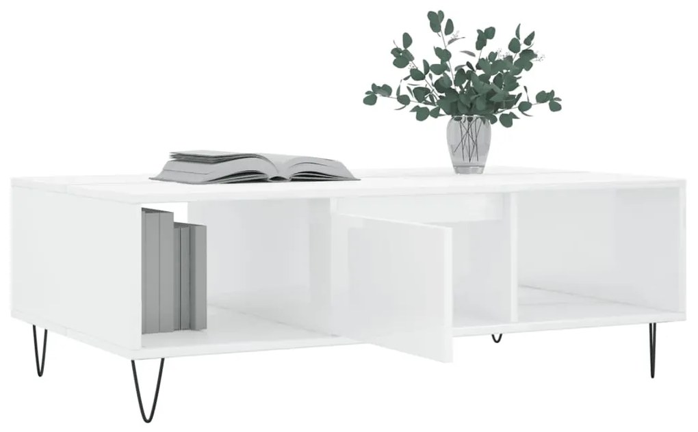 Mesa de centro 104x60x35 cm derivados madeira branco brilhante