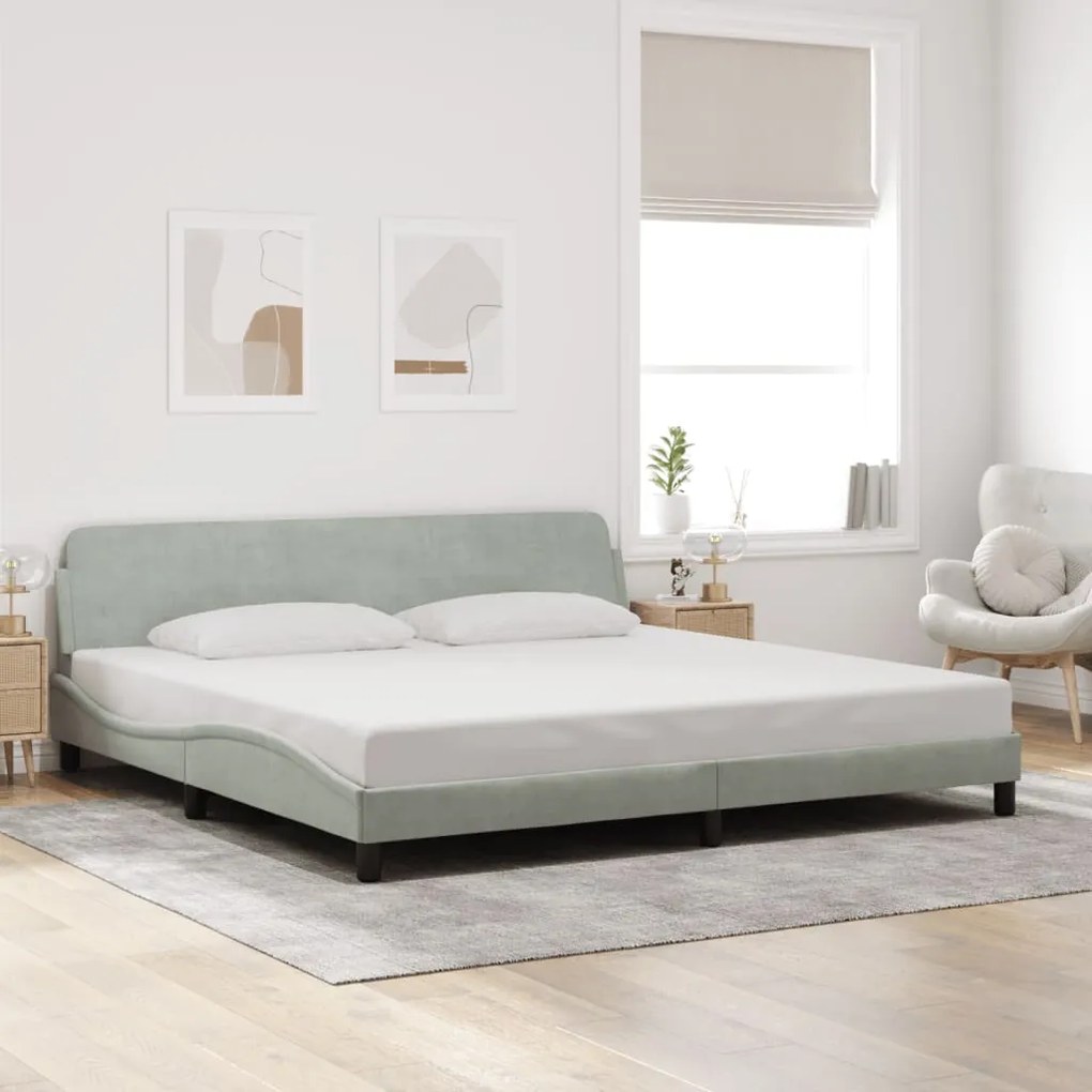 Estrutura de cama sem colchão 200x200 cm veludo cinzento-claro