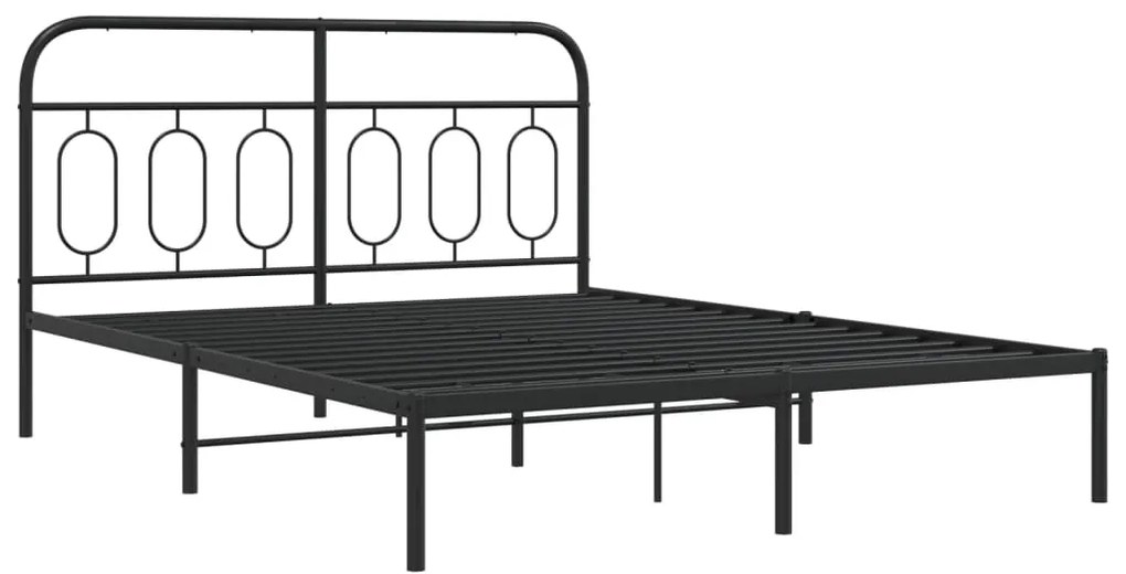 Estrutura de cama com cabeceira 135x190 cm metal preto