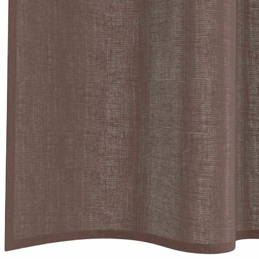 Cortinas de voile com bolsos para varão 2 pcs castanho