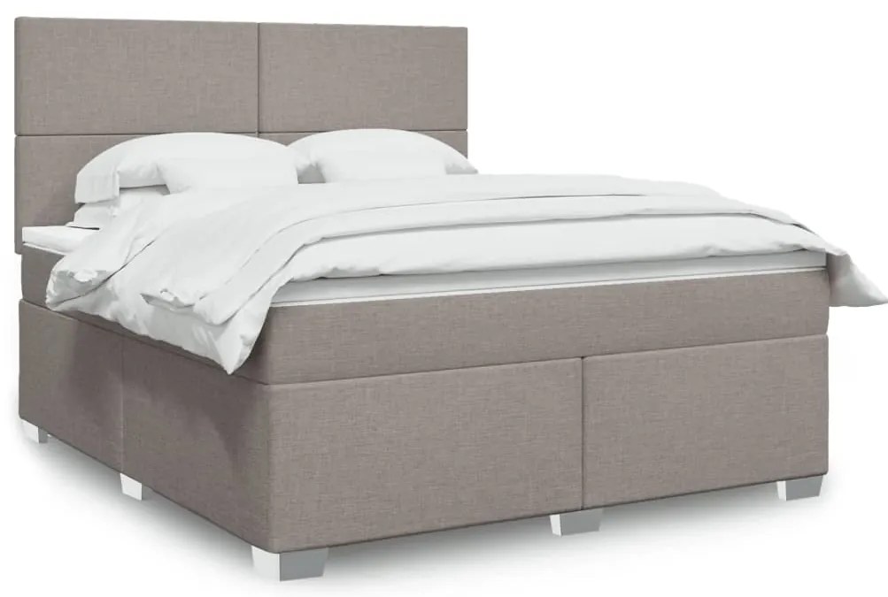vidaXL Cama com molas/colchão 180x200 cm tecido castanho-acinzentado