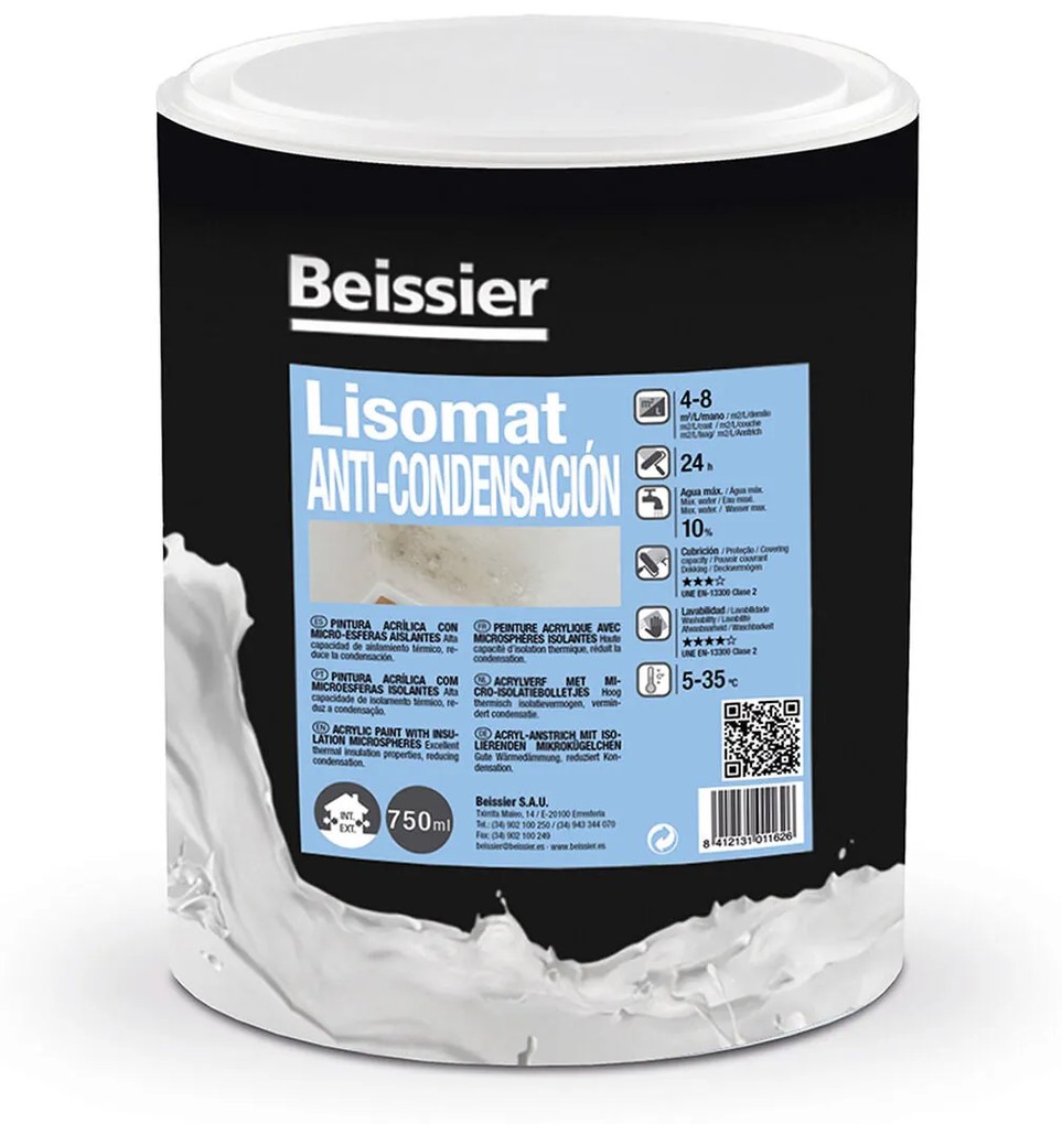 Tinta acrílica Beissier 70281-008 Lisomat Anti-humidade Branco 750 ml