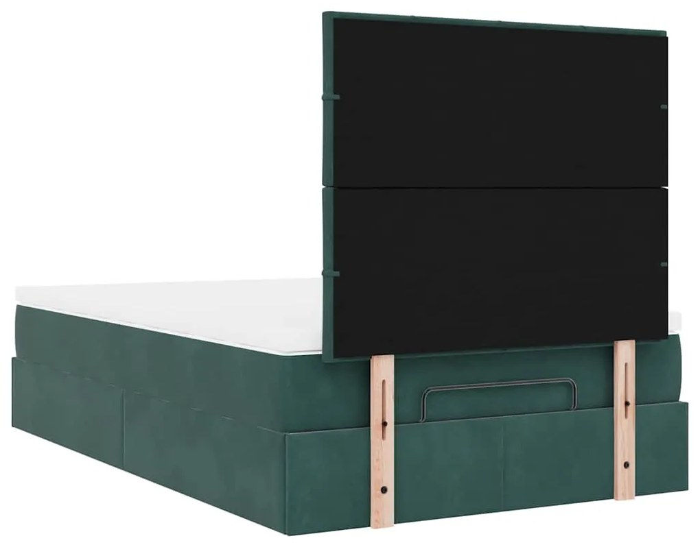 Estrutura de cama otomana com colchões verde escuro veludo