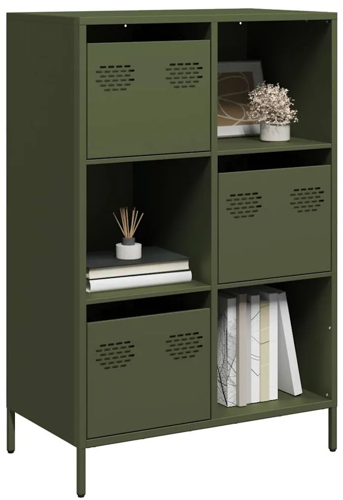 Móvel alto 68x39x103,5 cm aço verde azeitona